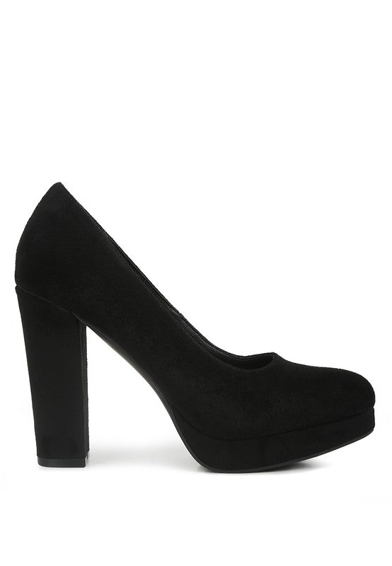 DELIA SUEDE BLOCK HEEL PUMPS