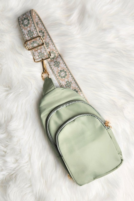 CRISALA SLING NYLON CROSSBODY BAG WITH STRAP