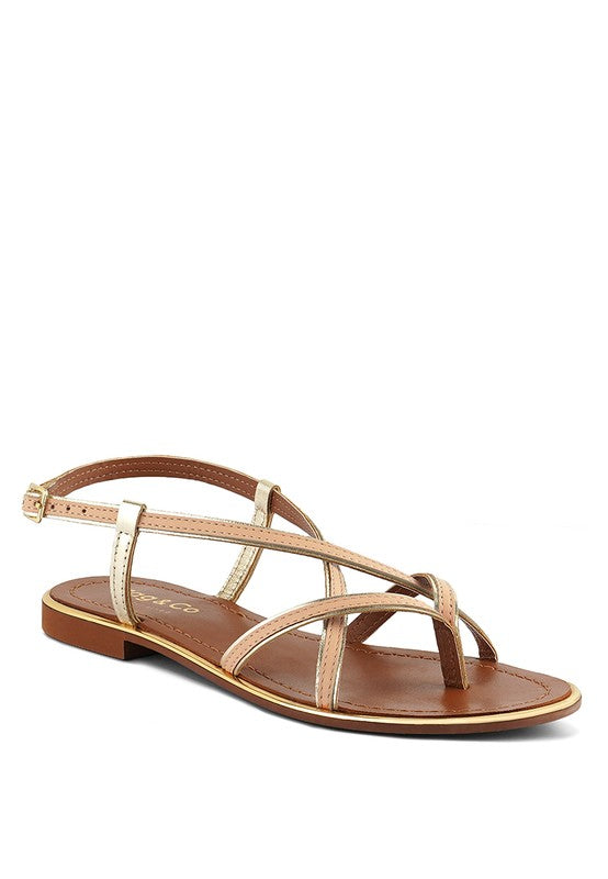 PHOEBE STRAPPY FLAT SANDALS  *GENUINE LEATHER*
