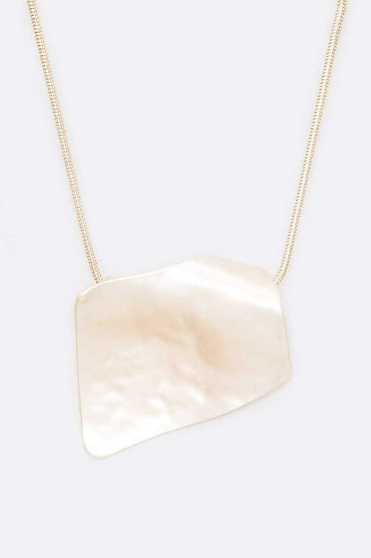 ORGANIC SAND BLAST MEDAL PENDANT NECKLACE