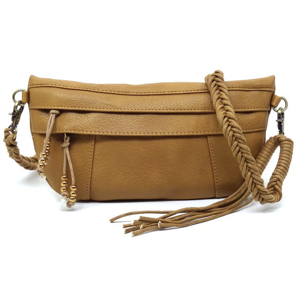 BRAIDED STRAP TASSEL CROSSBODY