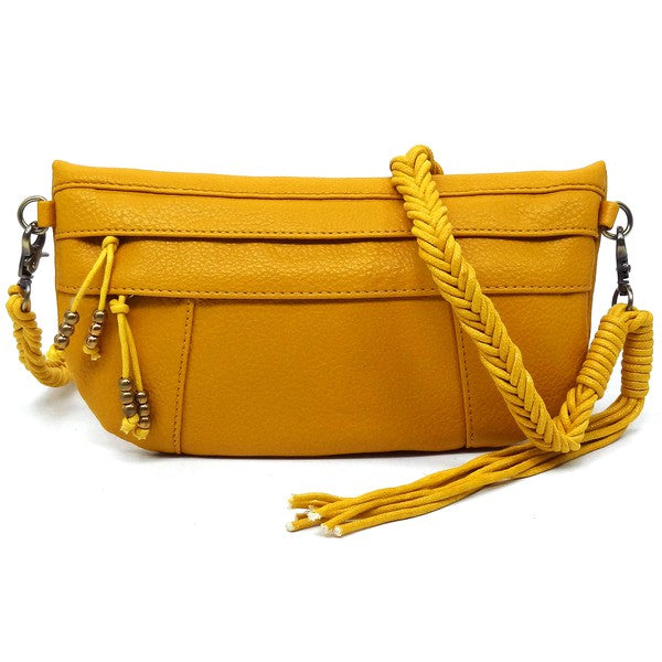 BRAIDED STRAP TASSEL CROSSBODY