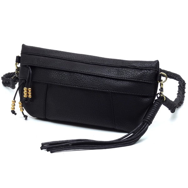 BRAIDED STRAP TASSEL CROSSBODY