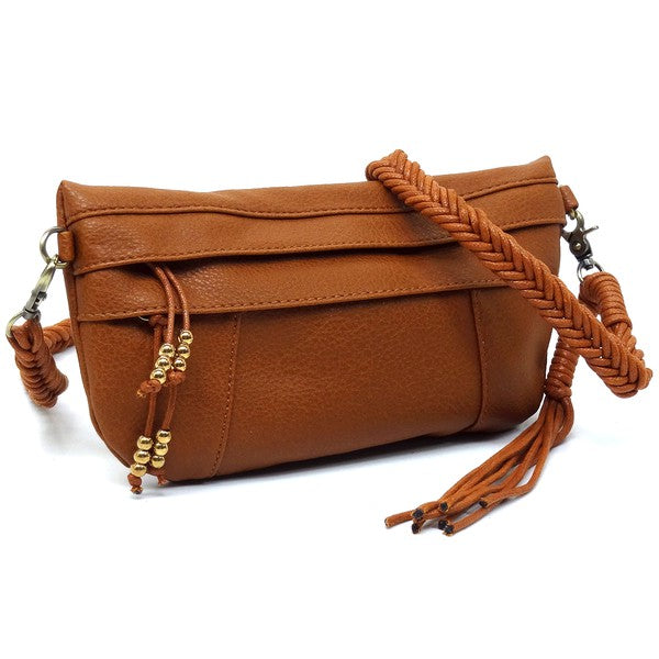 BRAIDED STRAP TASSEL CROSSBODY