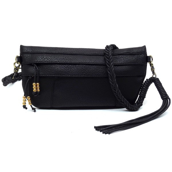 BRAIDED STRAP TASSEL CROSSBODY
