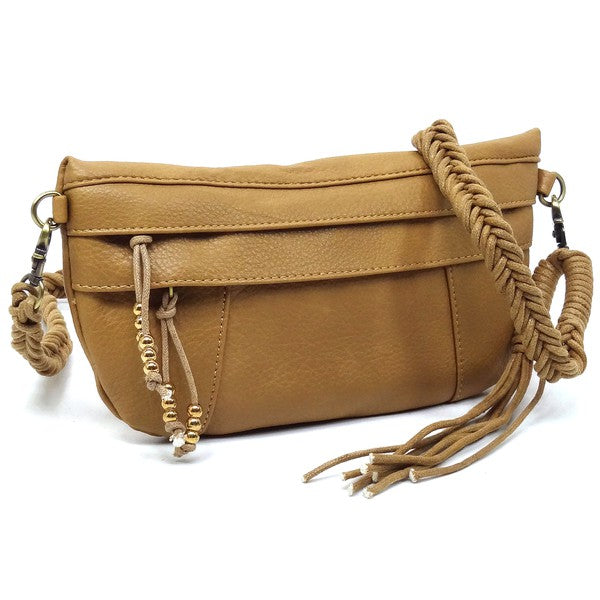 BRAIDED STRAP TASSEL CROSSBODY