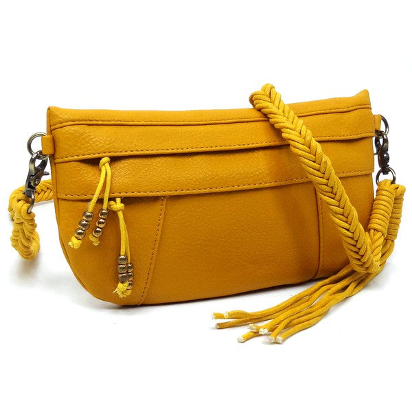 BRAIDED STRAP TASSEL CROSSBODY