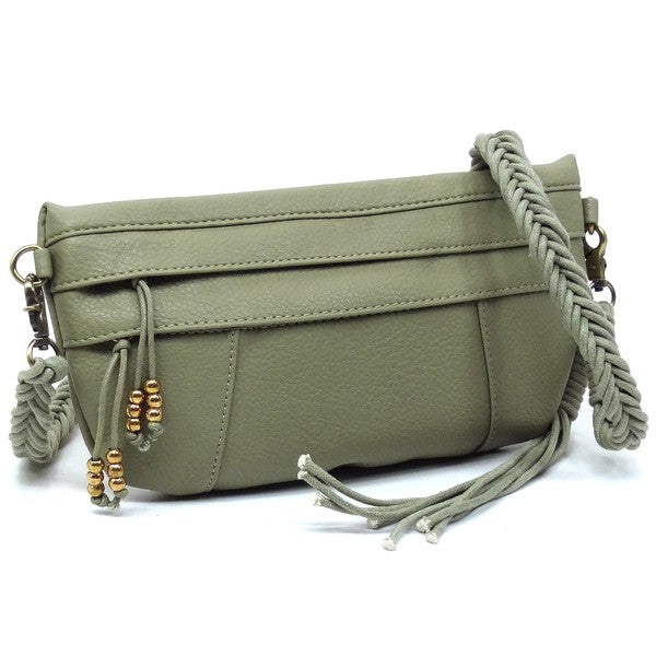 BRAIDED STRAP TASSEL CROSSBODY