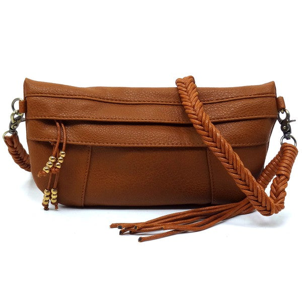 BRAIDED STRAP TASSEL CROSSBODY