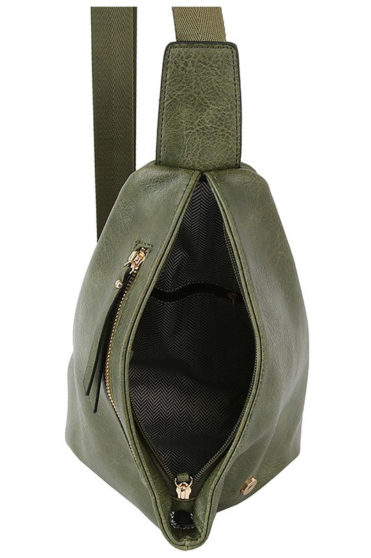 VEGAN LEATHER FASHION SLING BACKPACK