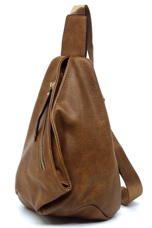 VEGAN LEATHER FASHION SLING BACKPACK