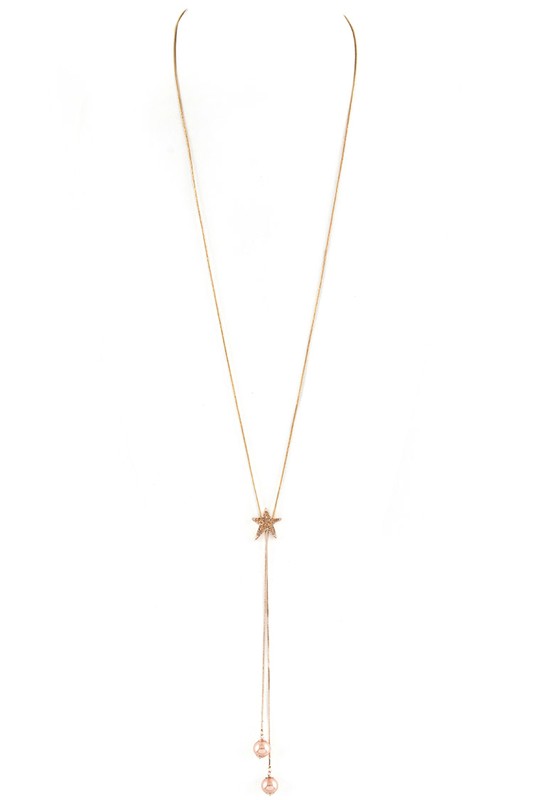 PEARL DROPS & CRYSTAL STAR SLIDER NECKLACE