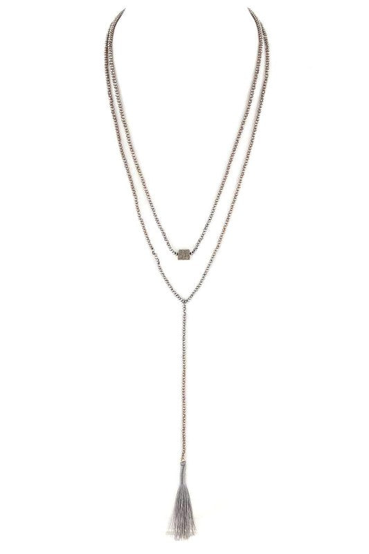 PETITE BEADS CONVERTABLE LAYER TASSEL NECKLACE