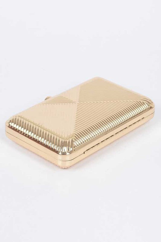 TEXTURED SHINY METAL BOX CLUTCH