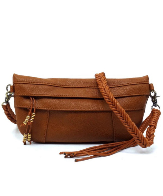 BRAIDED STRAP TASSEL CROSSBODY