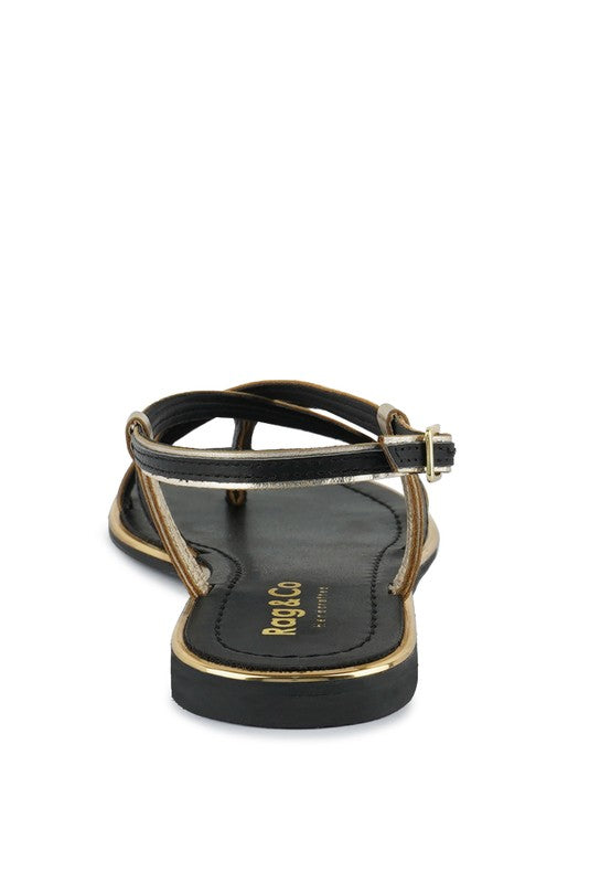 PHOEBE STRAPPY FLAT SANDALS  *GENUINE LEATHER*