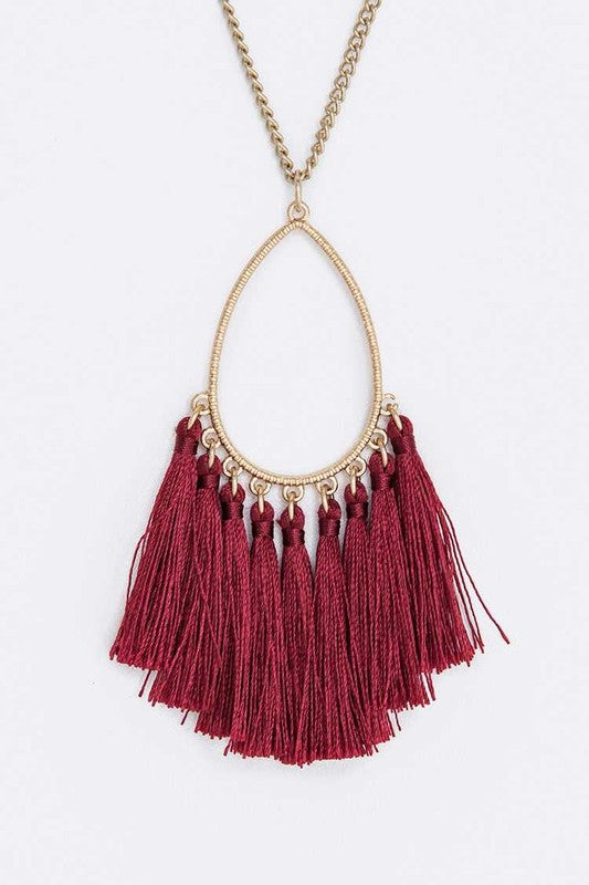TASSELED TEARDROP PENDANT NECKLACE