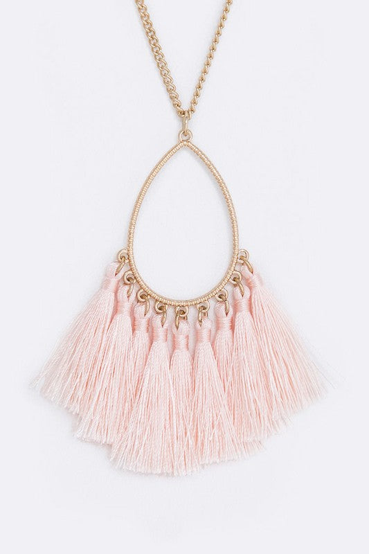 TASSELED TEARDROP PENDANT NECKLACE