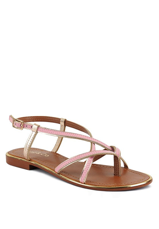 PHOEBE STRAPPY FLAT SANDALS  *GENUINE LEATHER*