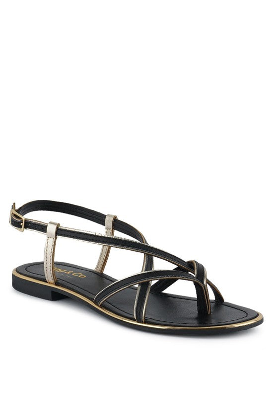 PHOEBE STRAPPY FLAT SANDALS  *GENUINE LEATHER*