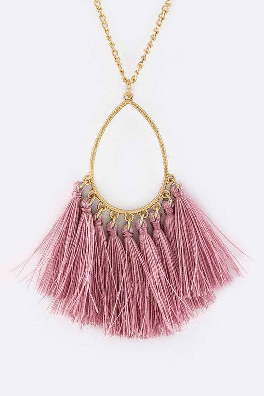 TASSELED TEARDROP PENDANT NECKLACE