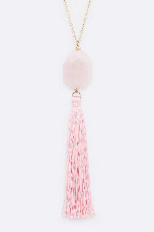 SEMI PRECIOUS TASSEL NECKLACE