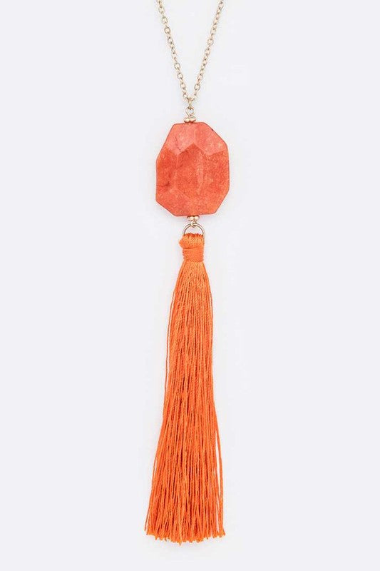 SEMI PRECIOUS TASSEL NECKLACE