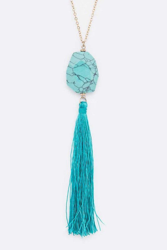 SEMI PRECIOUS TASSEL NECKLACE