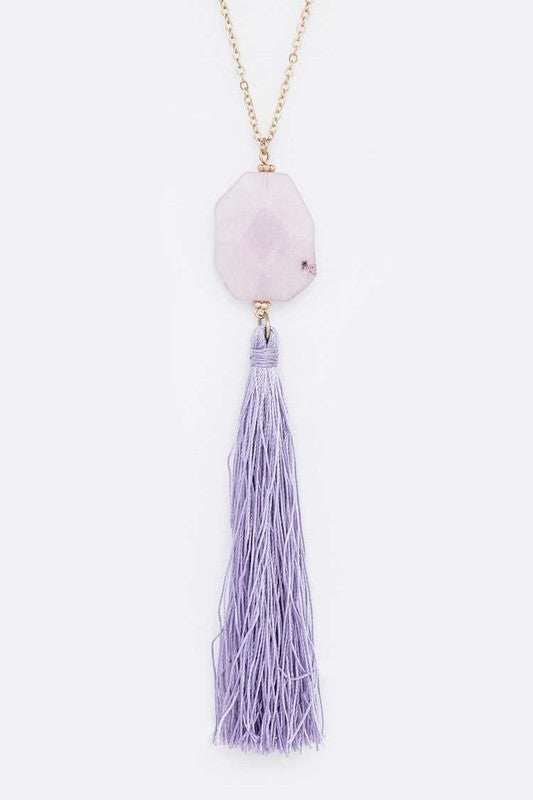 SEMI PRECIOUS TASSEL NECKLACE