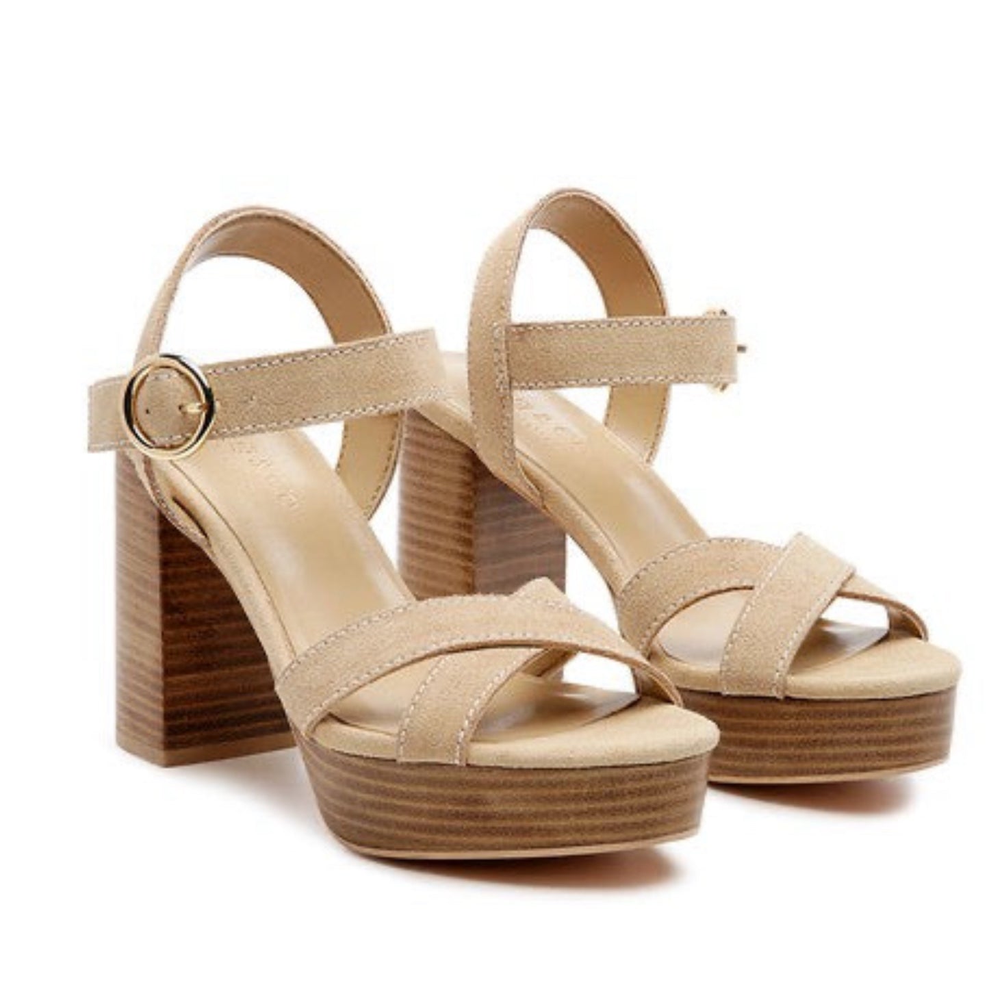 RAG&CO CHOUPETTE SUEDE BLOCK HEELED SANDAL *GENUINE LEATHER*