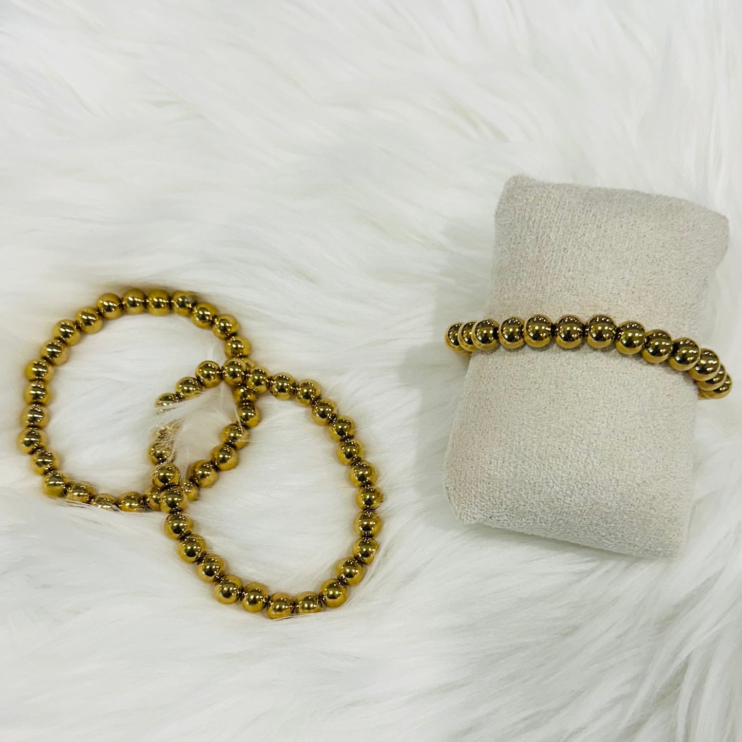 BEADED STRETCH BRACELETS 18K PVD *WATERPROOF*