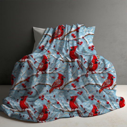 Blanket - Christmas - Blue Cardinal - PREORDER