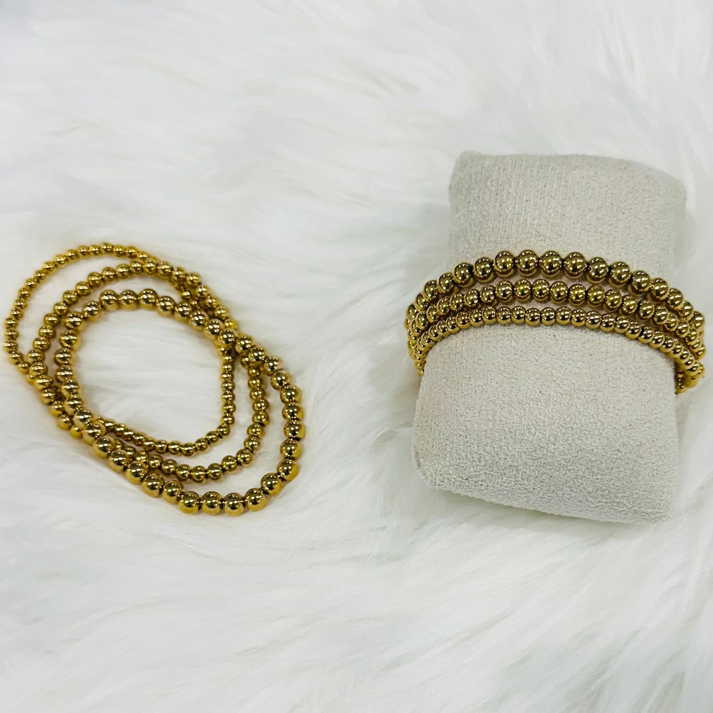 BEADED STRETCH BRACELETS 18K PVD *WATERPROOF*