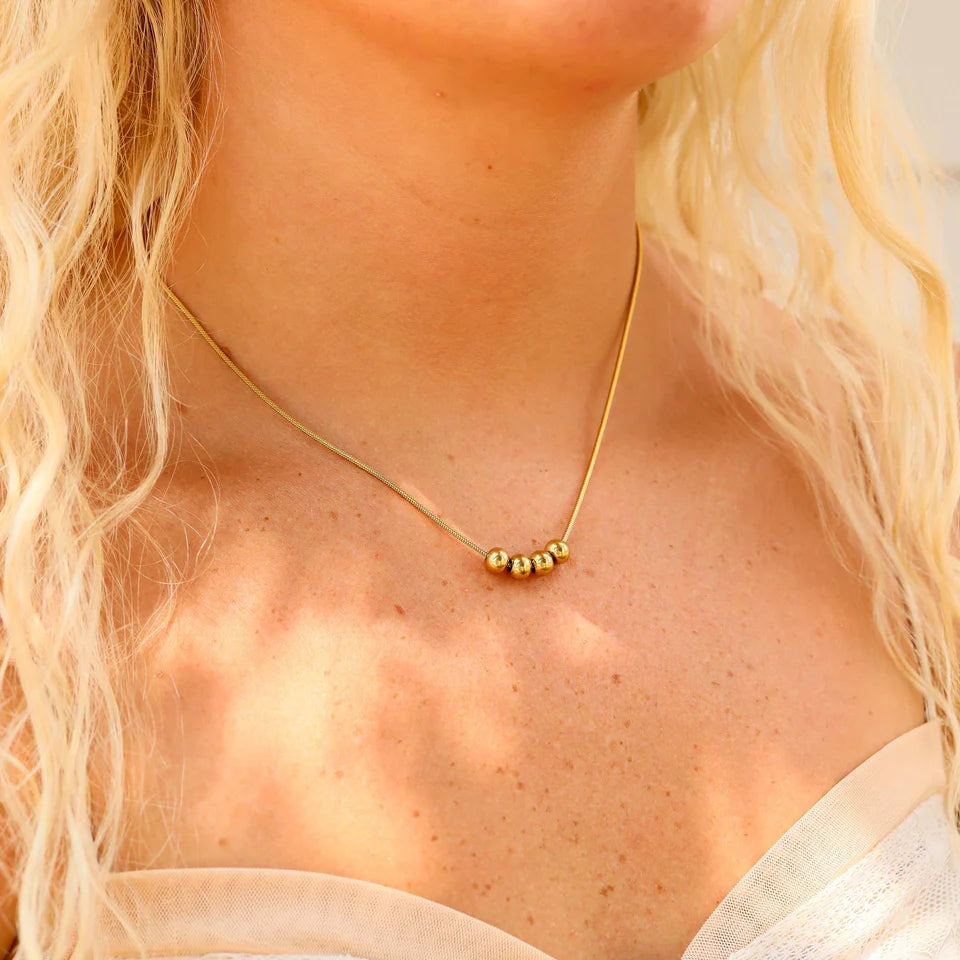 ADJUSTABLE BALL CHARM NECKLACE 18K PVD *WATERPROOF*