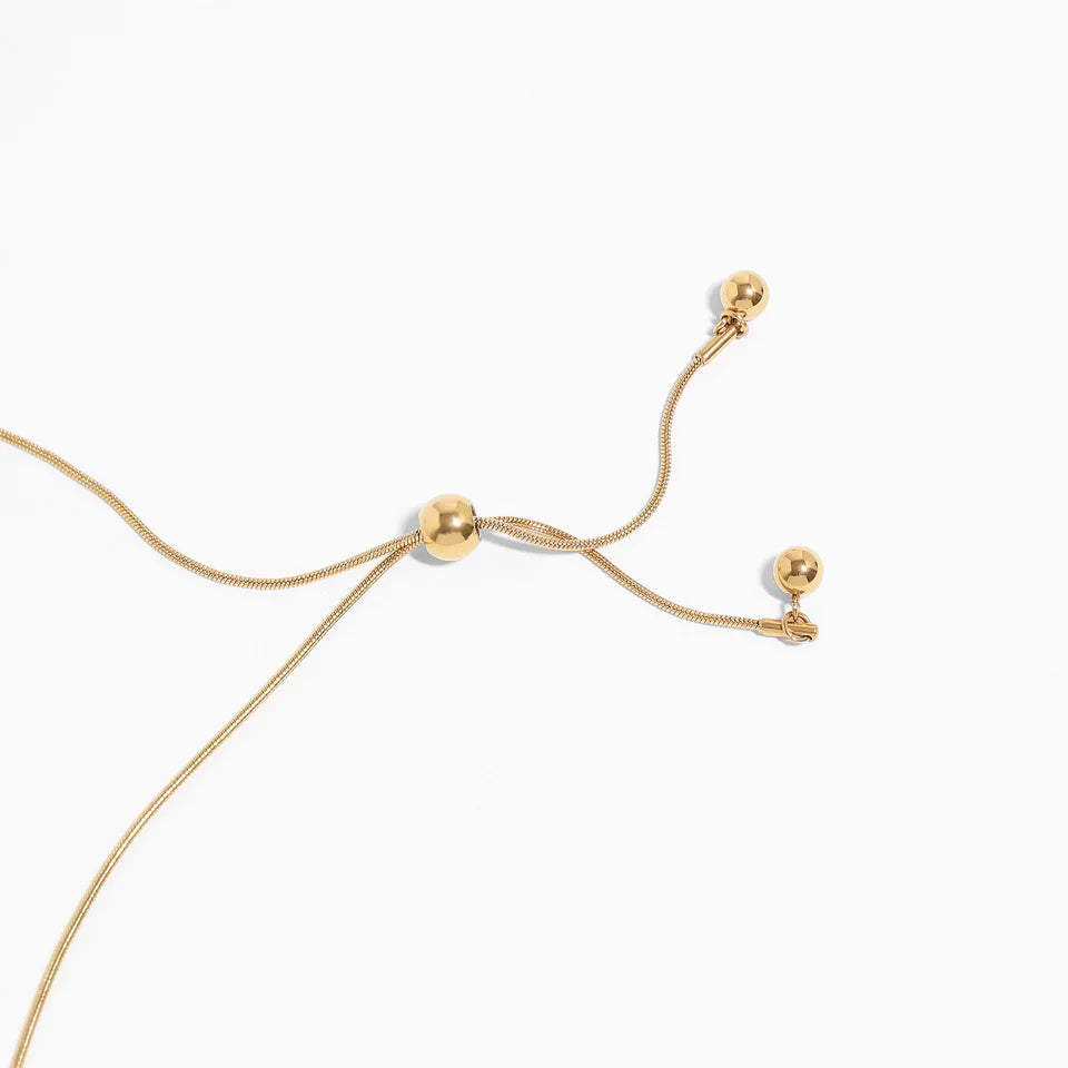 ADJUSTABLE BALL CHARM NECKLACE 18K PVD *WATERPROOF*