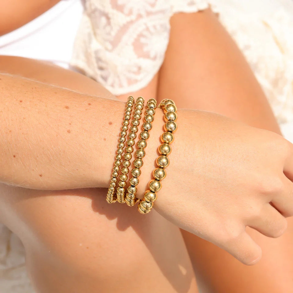 BEADED STRETCH BRACELETS 18K PVD *WATERPROOF*