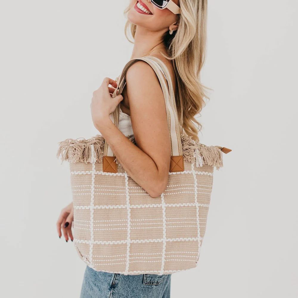 PRETTY SIMPLE FAE FRINGE TOTE BAG $30 w/ a purchase of $50 or more