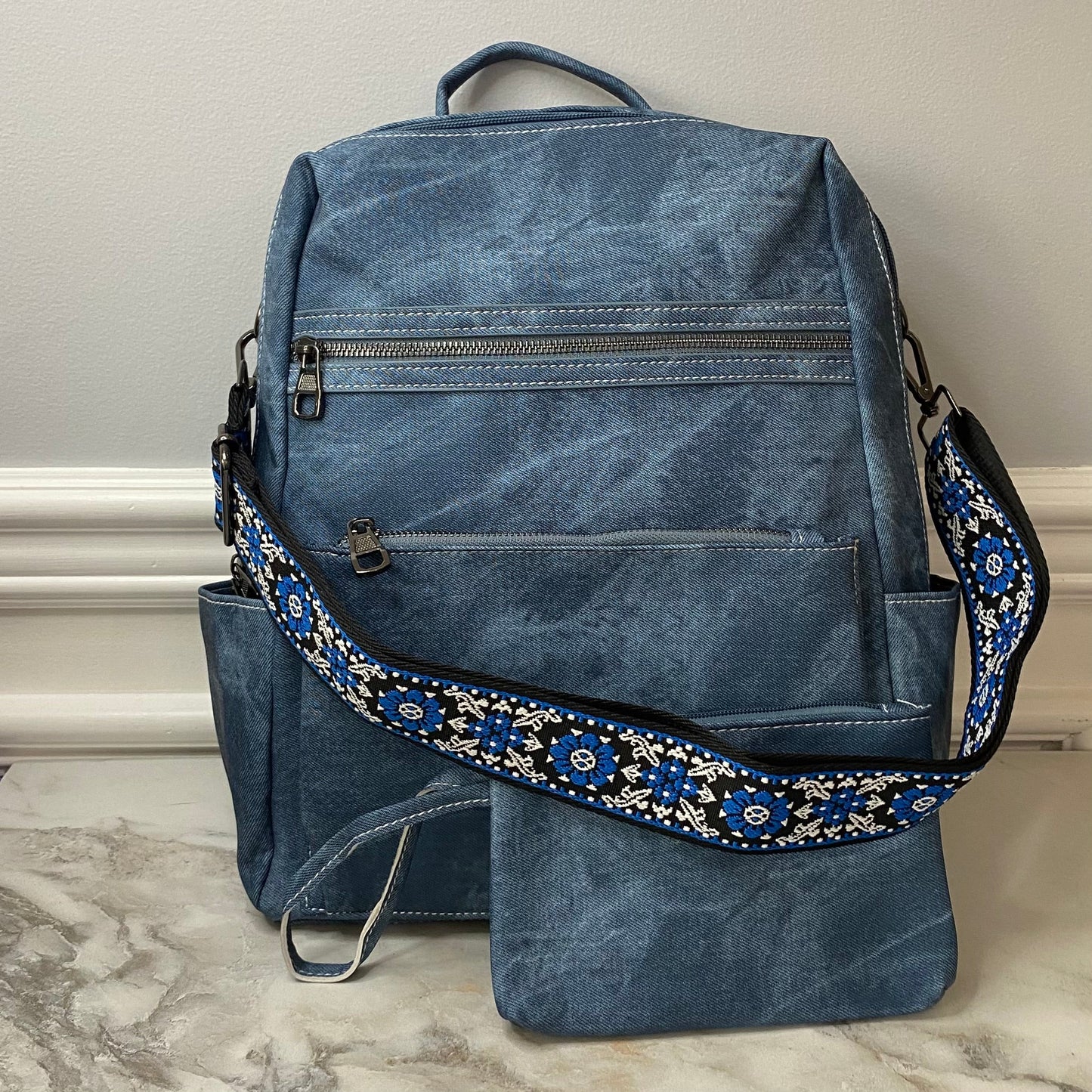 DENIM/SUEDE BROOKE BACKPACK