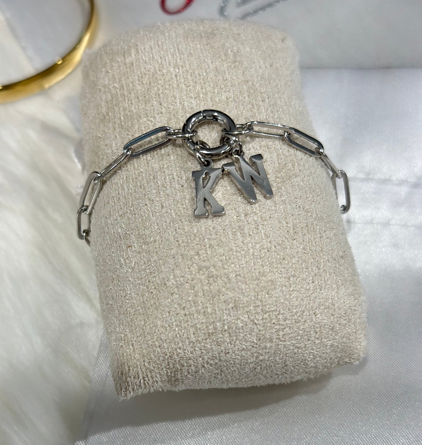 KW PAPERCLIP CHARM KEEPER BRACELET 18K PVD *WATERPROOF*