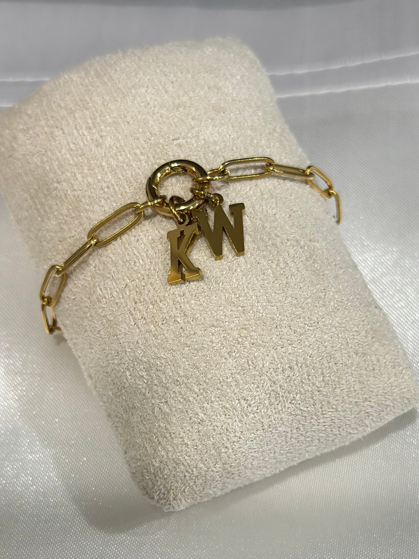 KW PAPERCLIP CHARM KEEPER BRACELET 18K PVD *WATERPROOF*