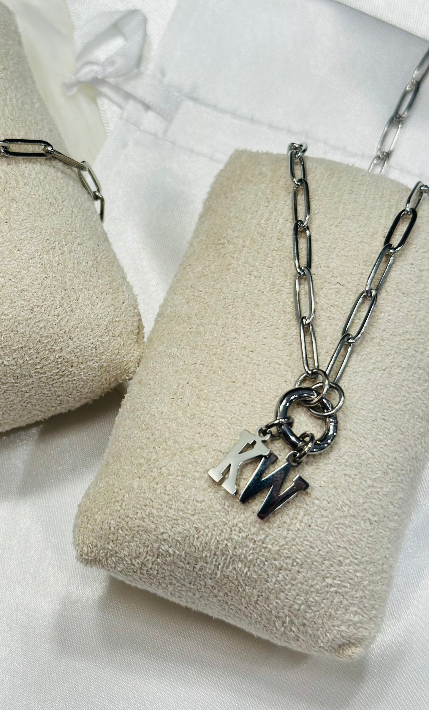 KW PAPERCLIP CHARM KEEPER NECKLACE 18K PVD *WATERPROOF*