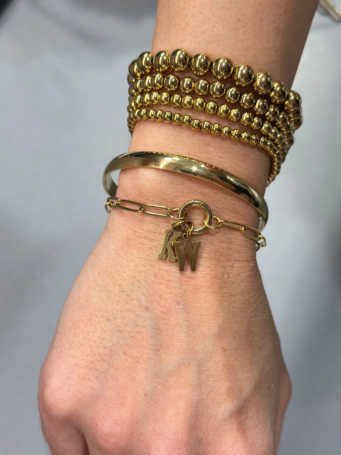 KW PAPERCLIP CHARM KEEPER BRACELET 18K PVD *WATERPROOF*