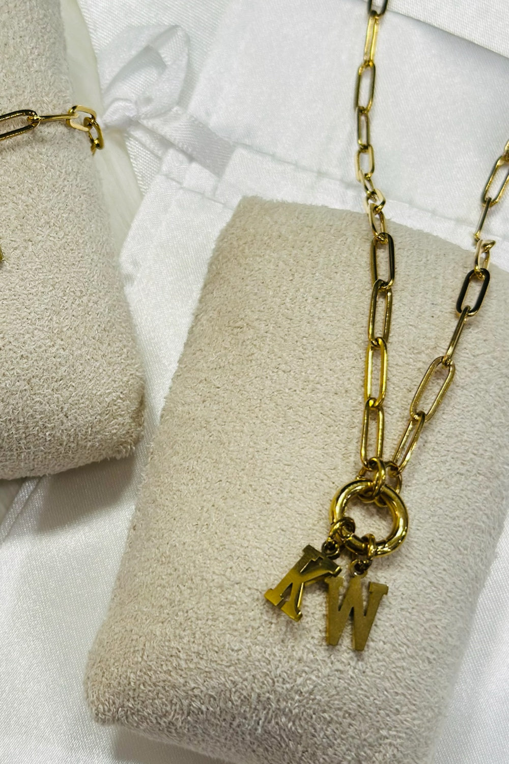 KW PAPERCLIP CHARM KEEPER NECKLACE 18K PVD *WATERPROOF*