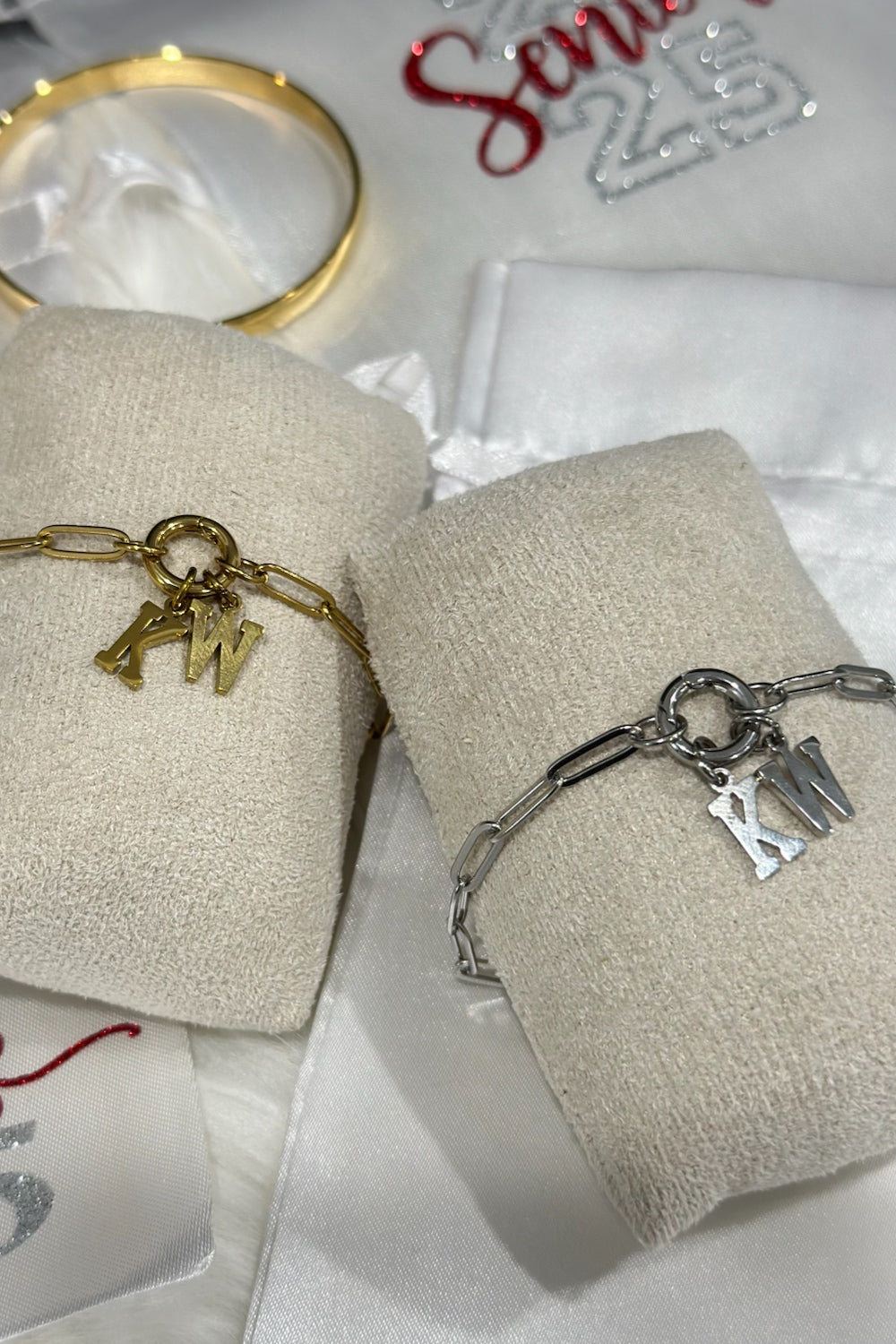 KW PAPERCLIP CHARM KEEPER BRACELET 18K PVD *WATERPROOF*