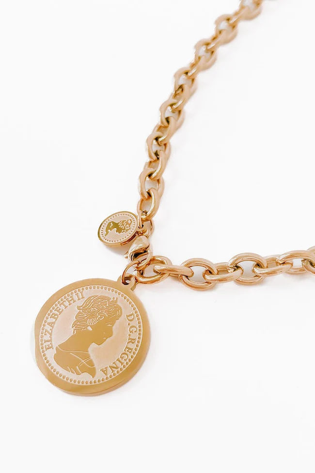 ELEGANT ELIZABETH COIN CHAIN NECKLACE *WATERPROOF*