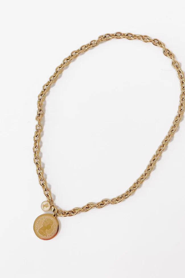 ELEGANT ELIZABETH COIN CHAIN NECKLACE *WATERPROOF*