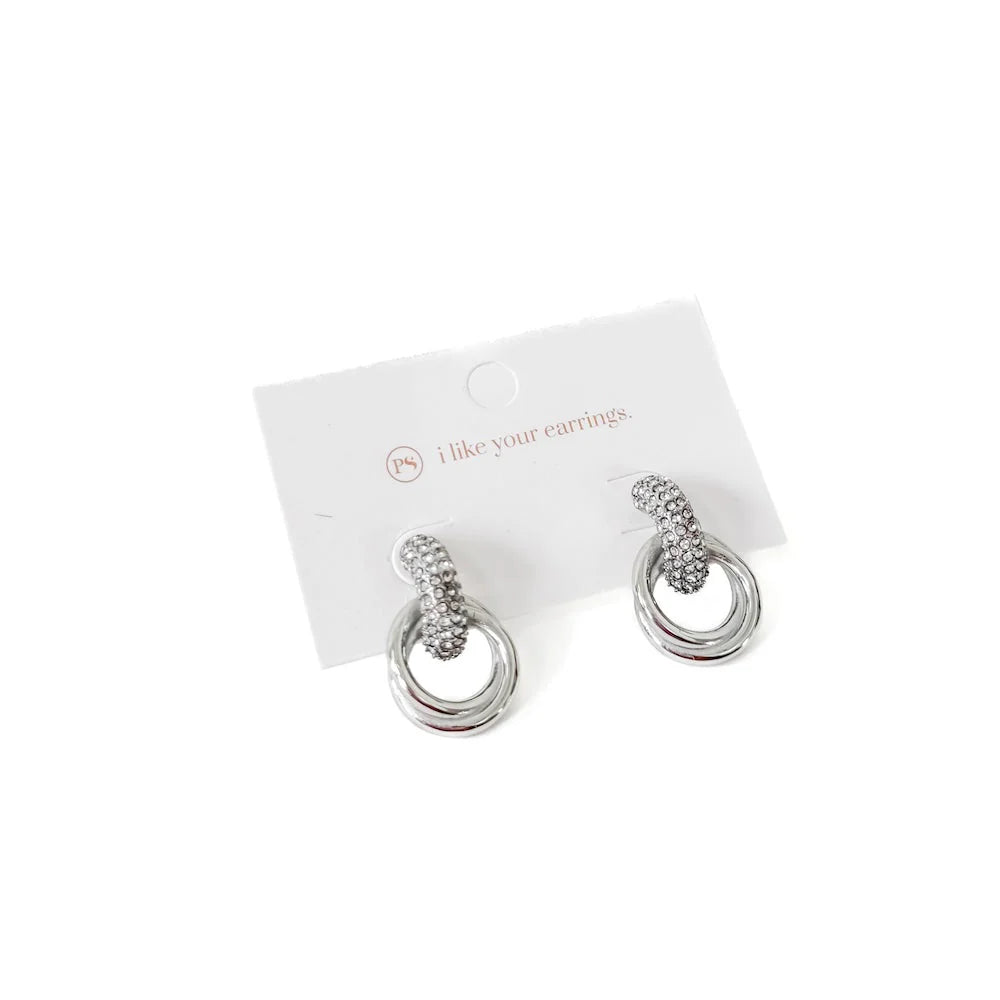 PRETTY SIMPLE DOUBLE HOOP DIAMOND EARRINGS *WATERPROOF*