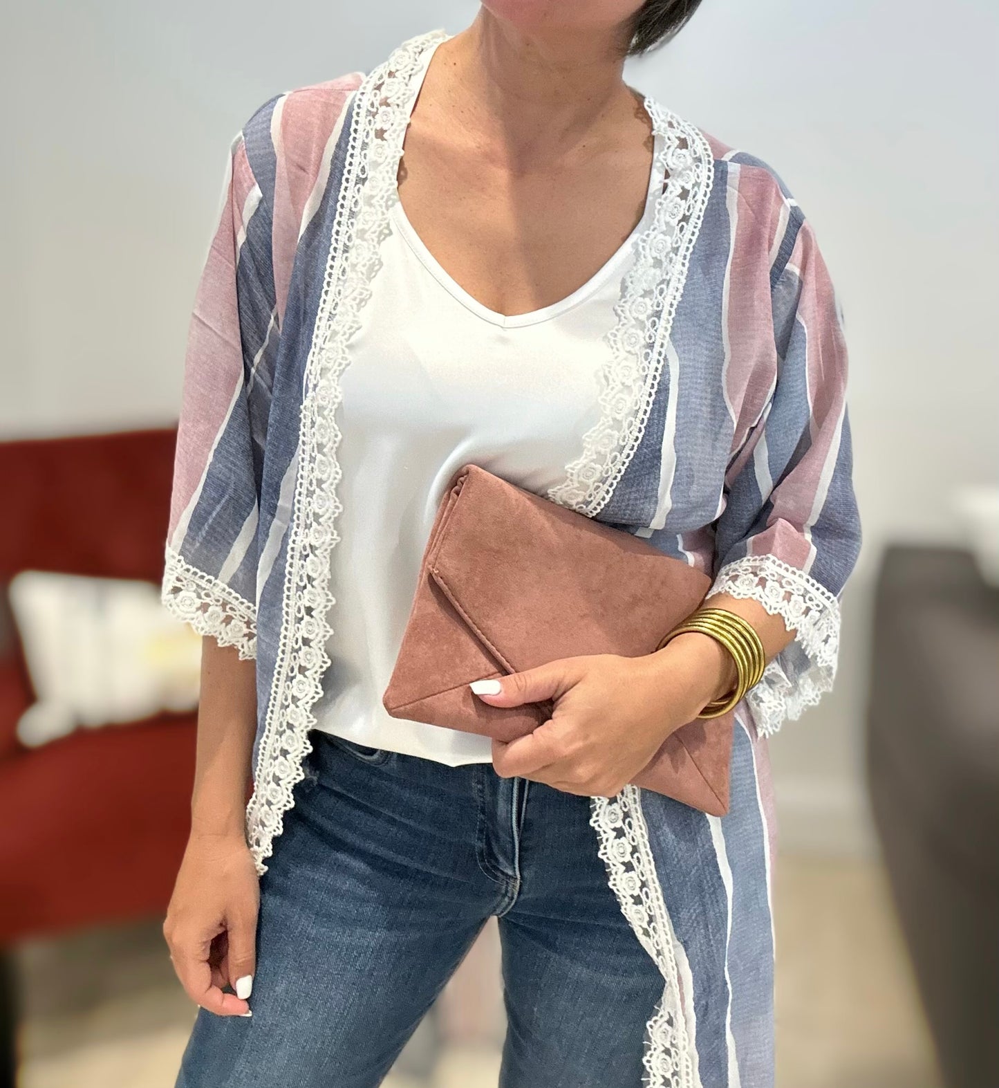 MAUVE FAUX SUEDE ENVELOPE PURSE