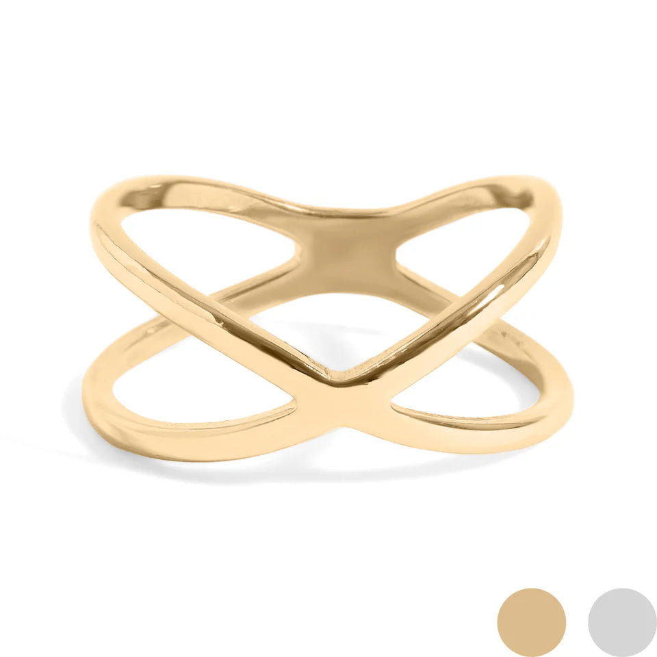 GEOMETRIC ATOMIC X RING 18K PVD *WATERPROOF*