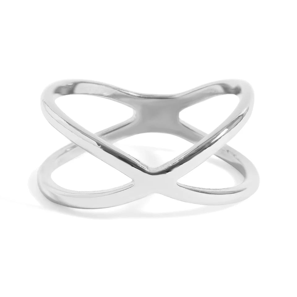 GEOMETRIC ATOMIC X RING 18K PVD *WATERPROOF*